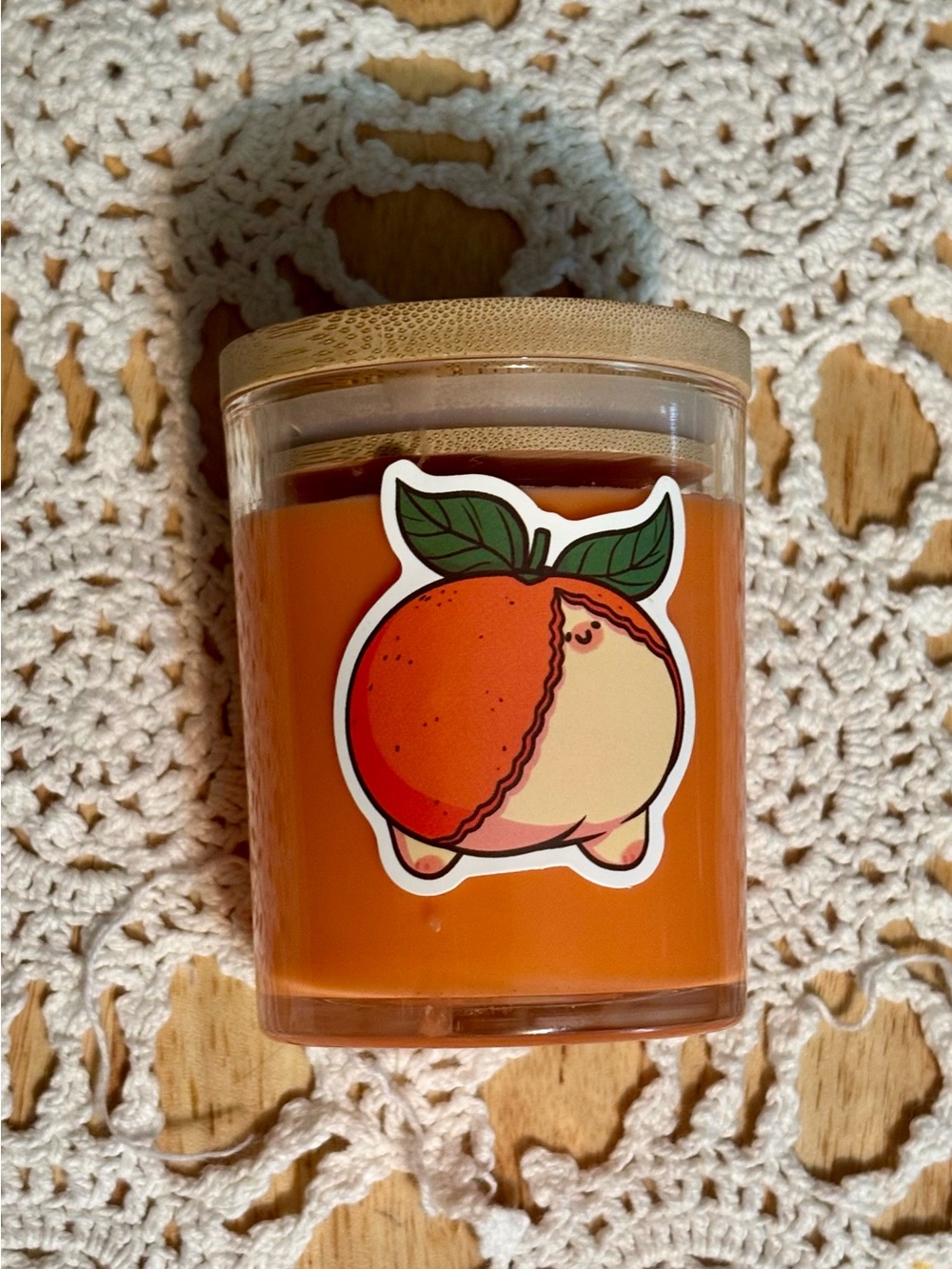 Fuzzy Naval Scented Decorative Candle with Peach Graphic